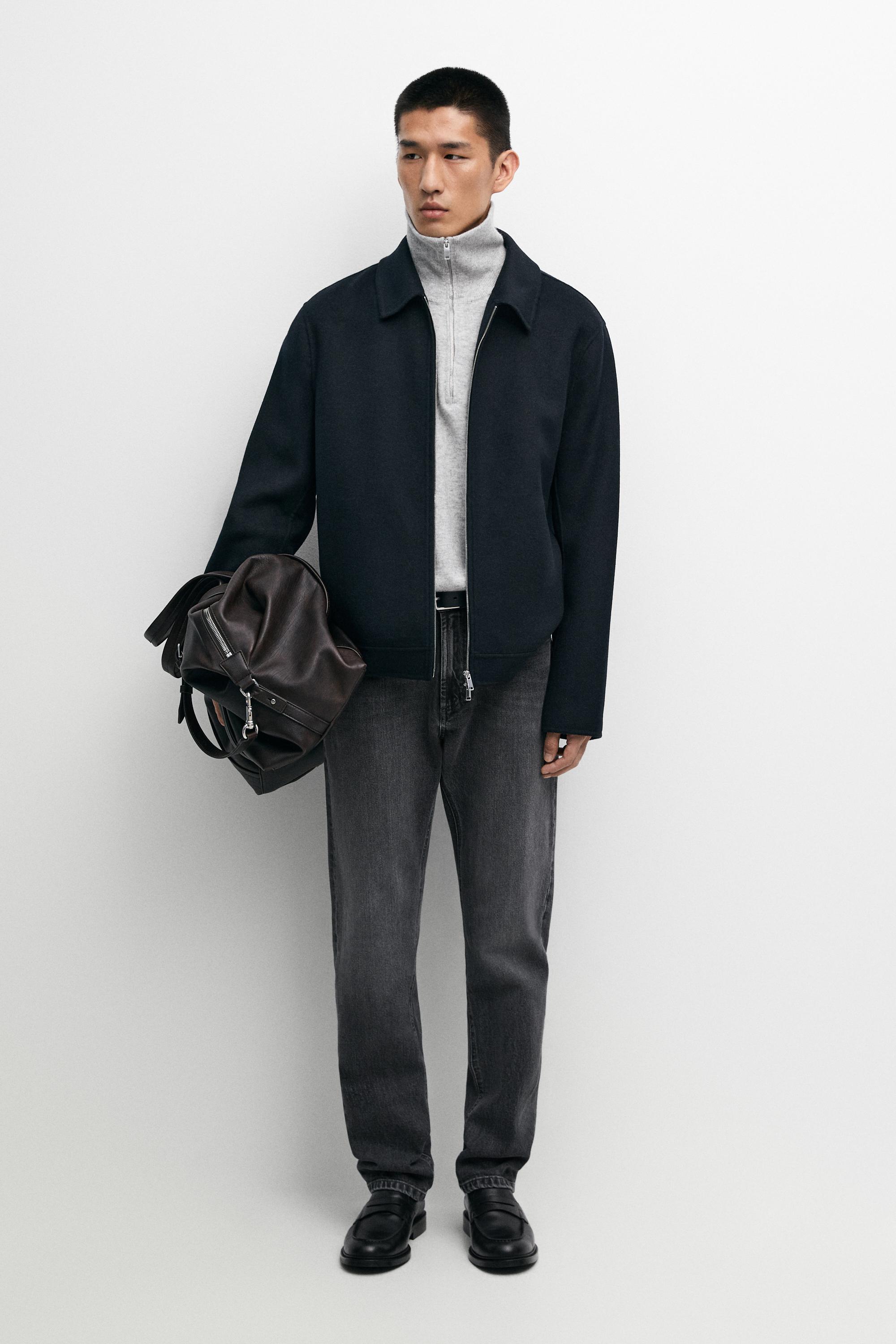 Wool blend zip-up jacket